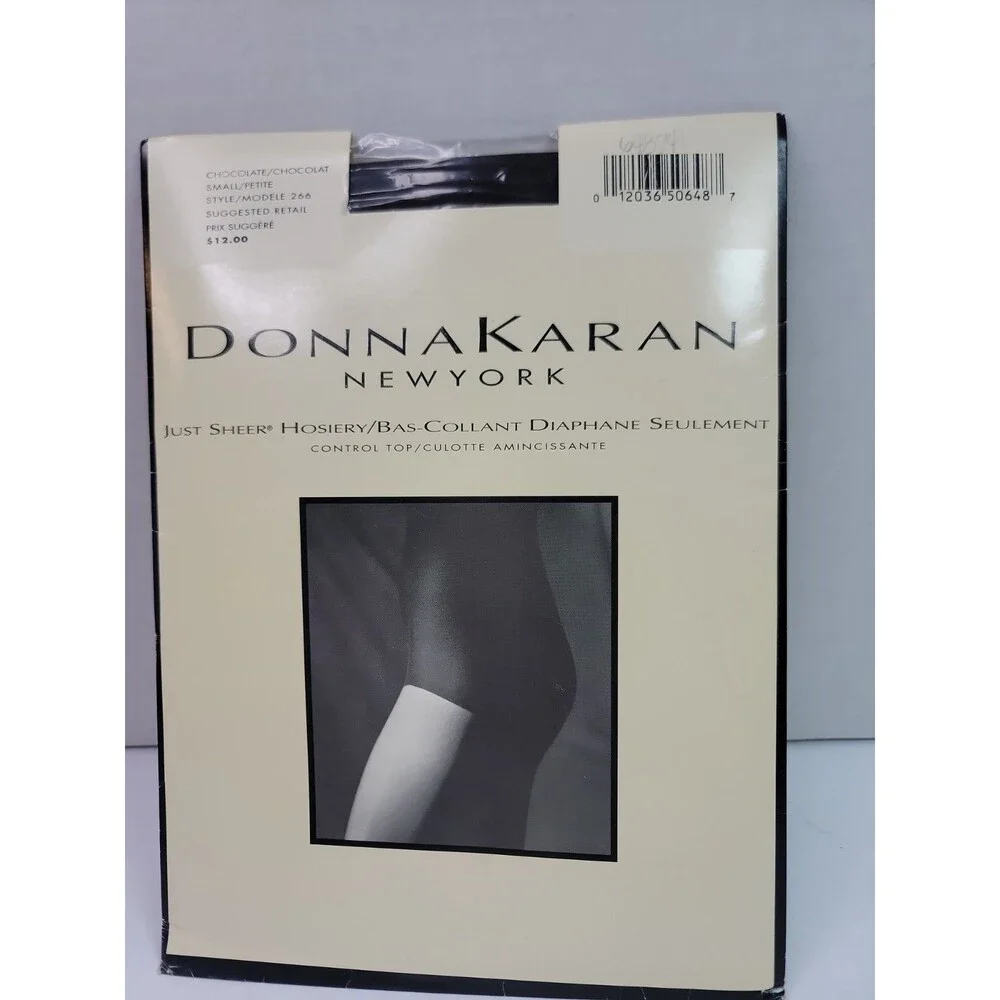Vintage 90s Donna Karan Just Sheer Pantyhose Chocolate Small Control Top NOS